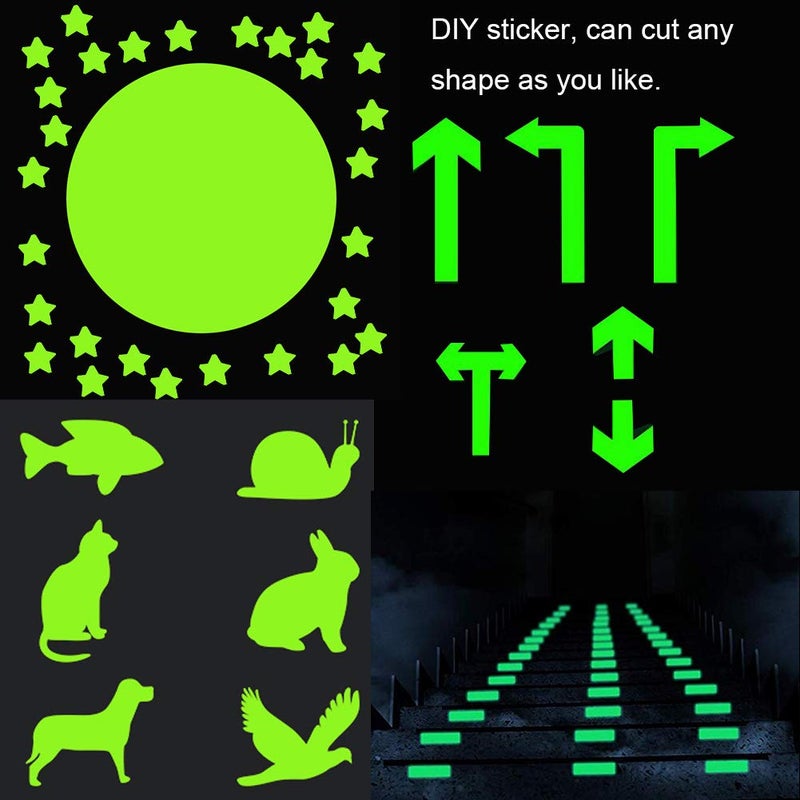 TVPHLLY Glow in The Dark Sticker A5 Paper 5pcs a Pack Self-Adhesive Photoluminescent Vinyl DIY Cut Glowing Stars and Moon Animals for Ceiling and Wall Decals, Perfect for Kids Bedding Room Party Birthday Gift - Image 3